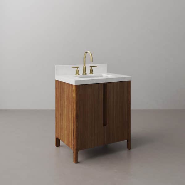Sequoia 30 in. W x 22 in. D x 34.4 in. H Single Sink Bath Vanity in Mango Wood With White Brook Quartz Top