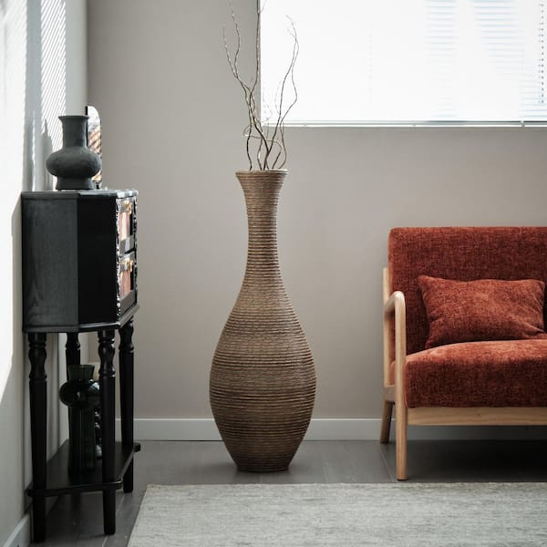 40.2 in. Tall Designer Floor Vase with Brown Finishes-Ideal for Living Room, Bedroom, Entryway Decor