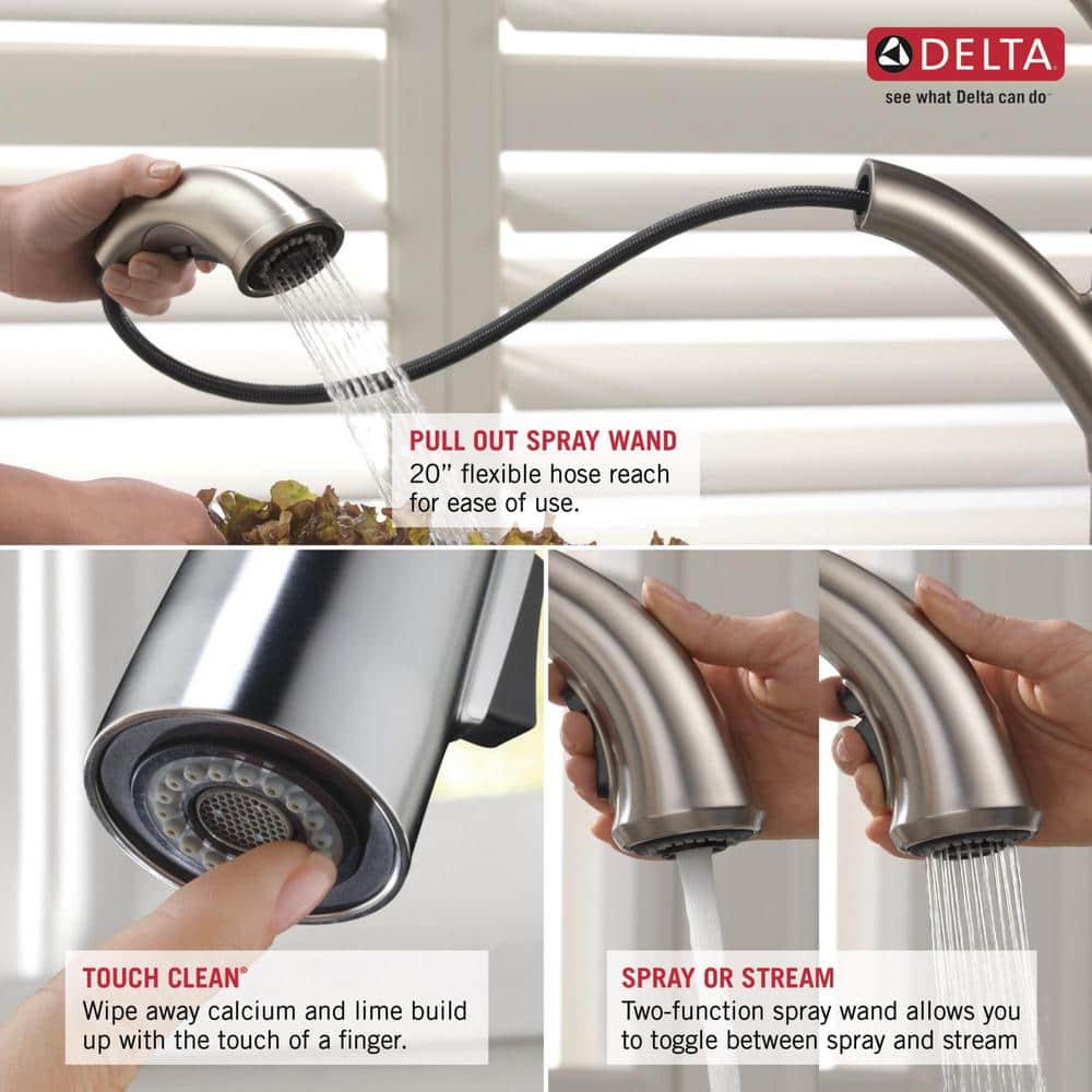 Arctic Stainless Steel Single Handle Pull-Out Kitchen Faucet
