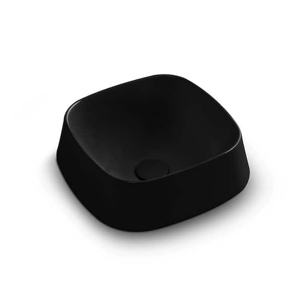 WS Bath Collections Mood TA 42.42 Ceramic Square Vessel Sink in Matte Black