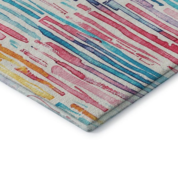 Mayfield Premium Machine Washable Abstract AMF1684 White 5 ft. x 7 ft. 6 in. Area Rug