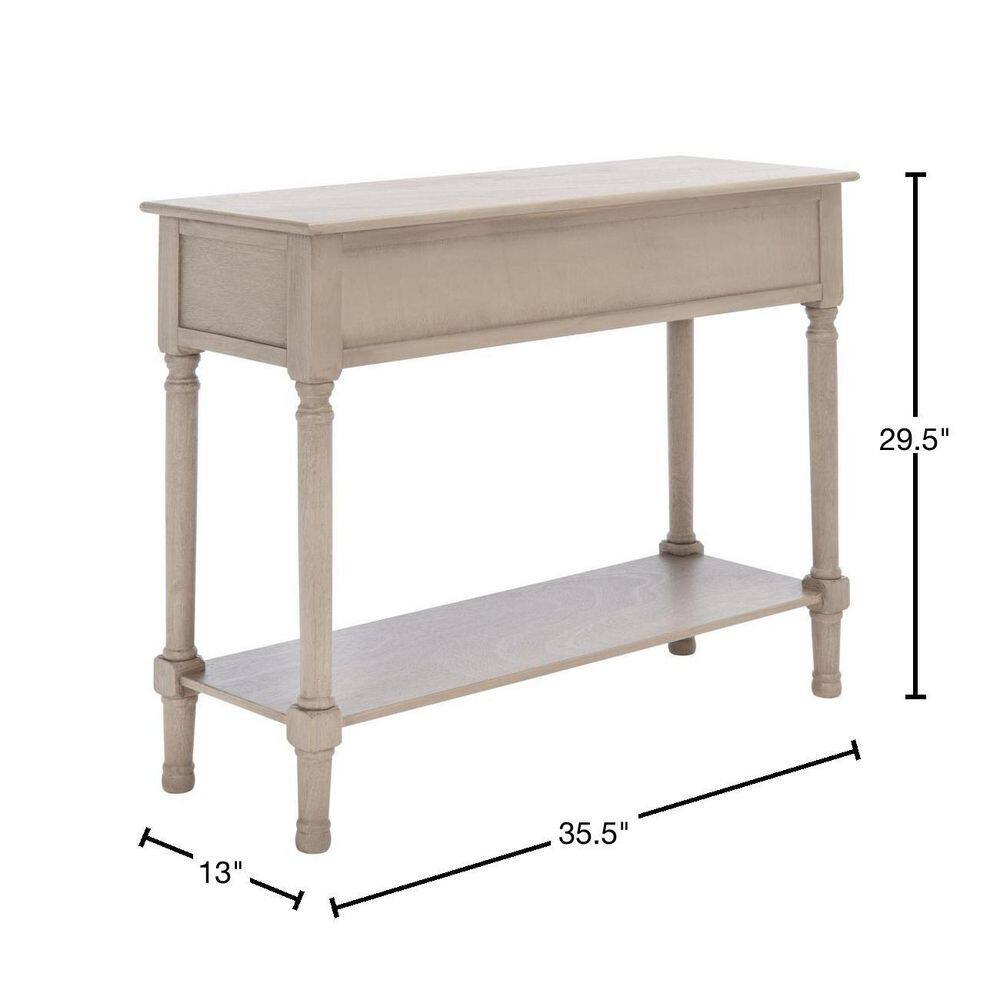Greige Wood 2-Drawer Console Table with Storage