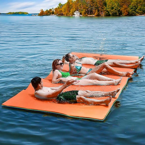Orange 12 ft. x 6 ft. Vinyl Foam Floating Floats 3-Layer XPE Water