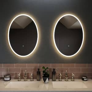 Ashmere 20 in. W x 28 in. H Oval Frameless Anti-Fog LED Light Wall Mounted Bathroom Vanity Mirror in White