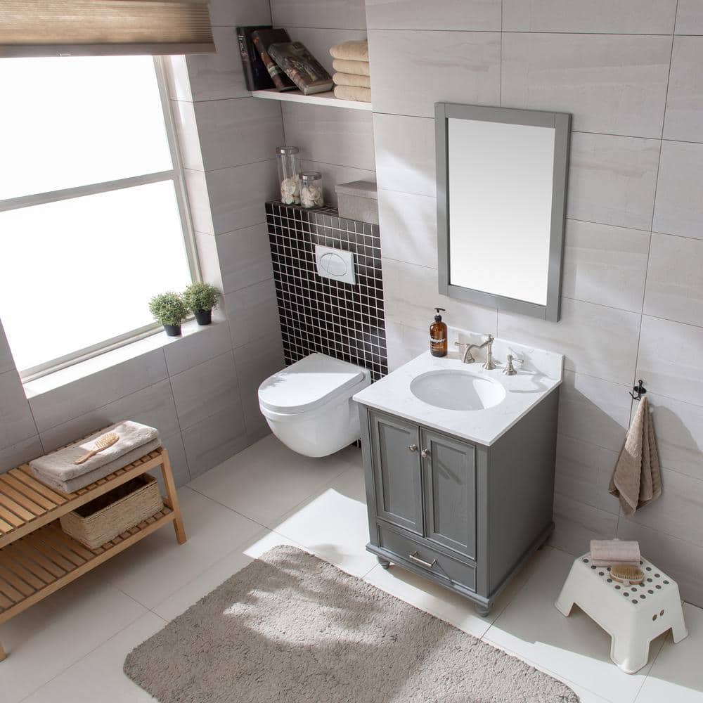 Melissa 30" Grain Gray Single Vanity with Carrara White Top