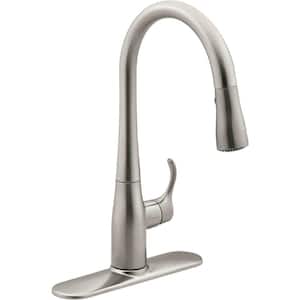 Simplice Single-Handle Pull-Down Sprayer Kitchen Faucet in Vibrant Stainless with DockNetik and Sweep Spray
