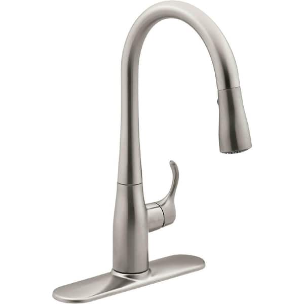 KOHLER Simplice Single-Handle Pull-Down Sprayer Kitchen Faucet in Vibrant Stainless with DockNetik and Sweep Spray