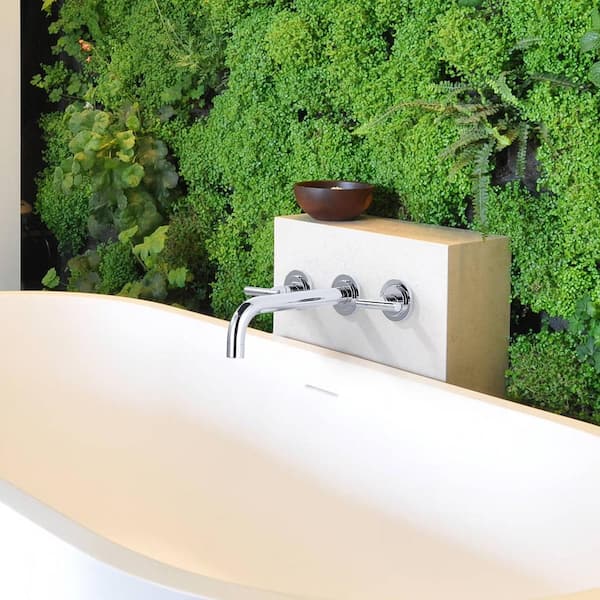 Double Handle Wall Mounted Bathroom Faucet in Chrome