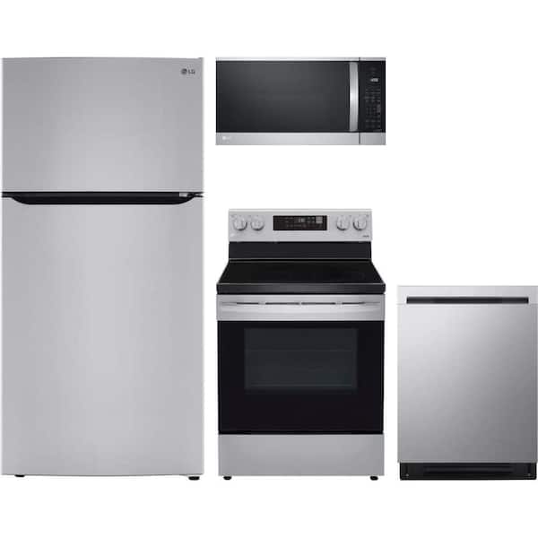 24 cu. ft. Standard Depth Refrigerator with 5 Burner Freestanding Electric Range and Dishwasher with 3rd Rack