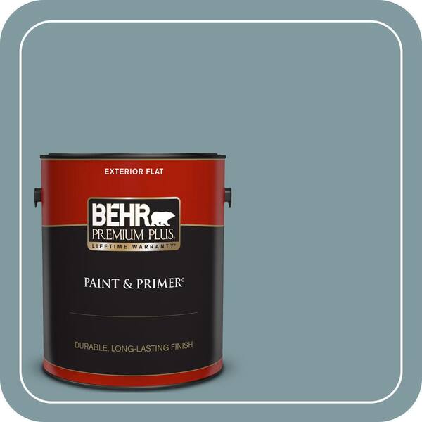 BEHR PREMIUM PLUS 1 gal. #ECC-56-3 Lake View Flat Exterior Paint & Primer