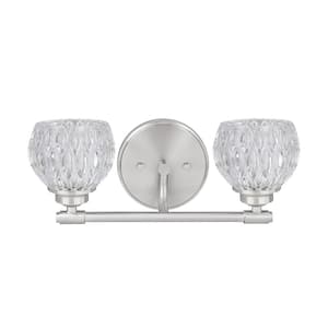2-Light Brushed Nickel Vanity Light with Glass Shade