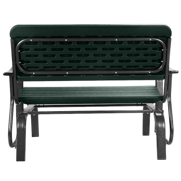41.5 in. Green Metal and HDPE Patio Swing Outdoor Bench