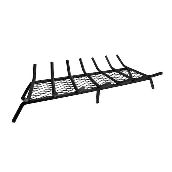 Pleasant Hearth 1/2 in. 33 in. 7-Bar Steel Fireplace Grate with Ember Retainer