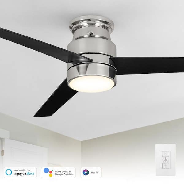 Ranger 52 in. Integrated LED Indoor Silver Smart Ceiling Fan with Light Kit and Wall Control, Works w/Alexa/Google Home