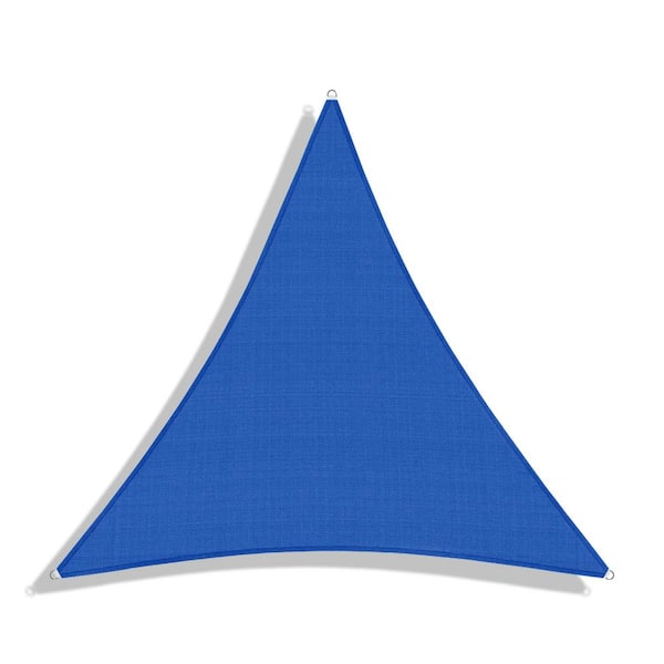 BANSA ROSE 24 ft. x 24 ft. Blue Triangle Sun Shade Sail with A Ring Steel Wire Equilateral Triangle Canopy Cover UV Blockage