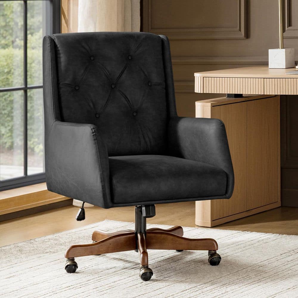 Logos Faux Leather Swivel Office Chair in Black with Adjustable Height and Button-Tufted Backrest price history on PriceWatchPro