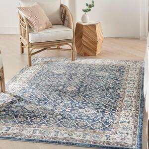 American Manor Blue/Ivory 4 ft. x 6 ft. Bordered Traditional Area Rug