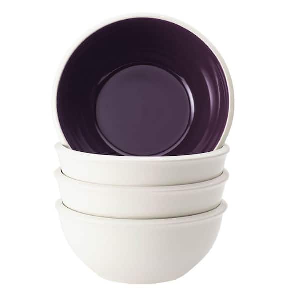 Rachael Ray Dinnerware Rise 4-Piece Stoneware Cereal Bowl Set in Purple