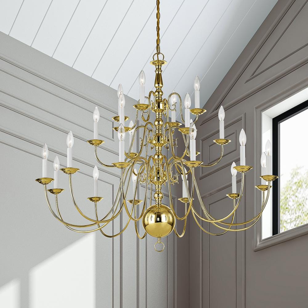 Williamsburgh Classic Elegance 22-Light Polished Brass Chandelier