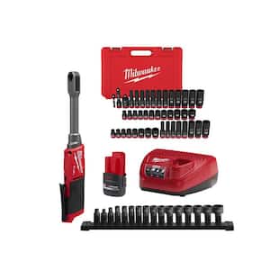 M12 12V FUEL 1/4 in.-3/8 in. Lithium-Ion INSIDER Extended Reach Box Cordless Ratchet Kit w/6 Pt Impact Socket Set