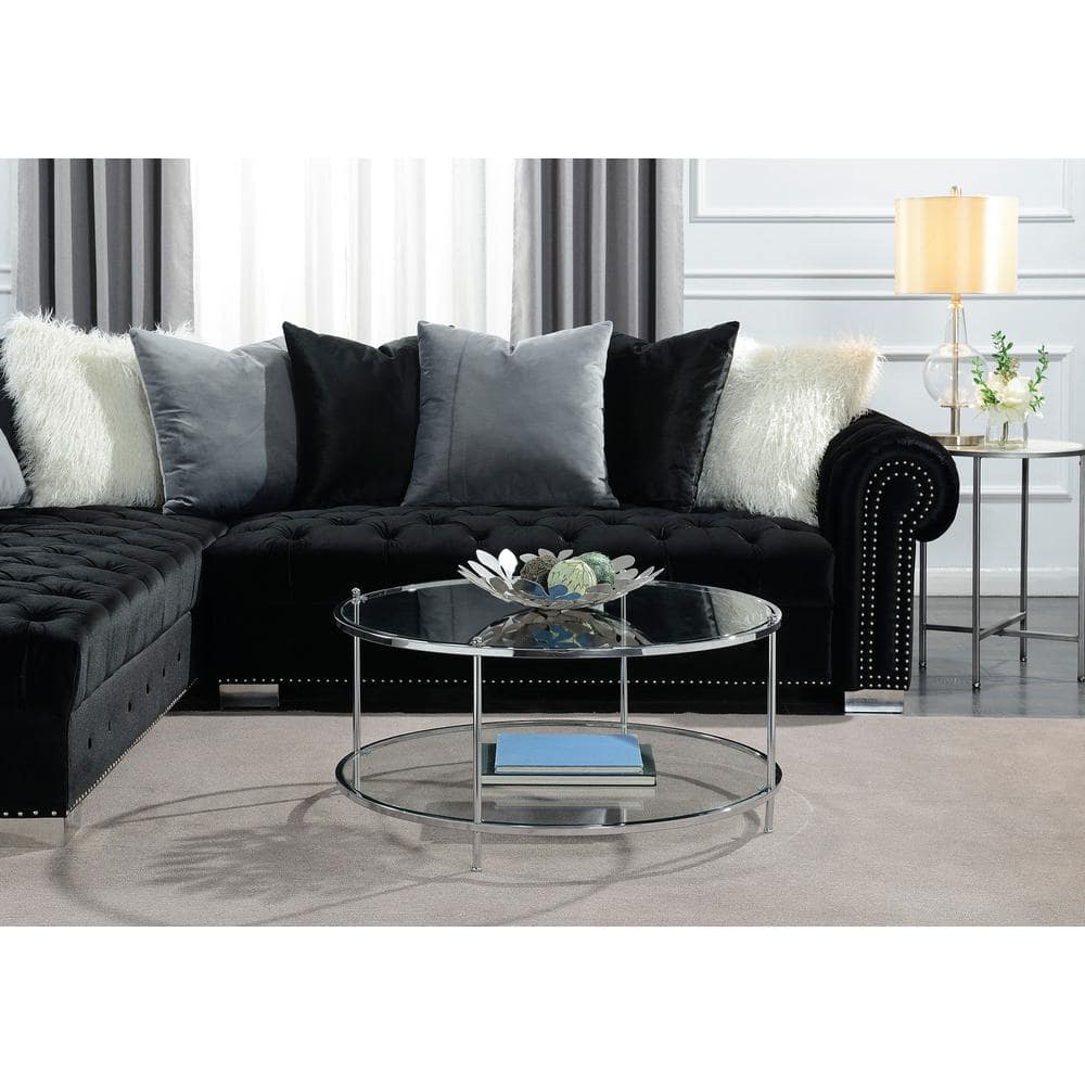 Royal Crest Round Glass Coffee Table with Chrome Frame