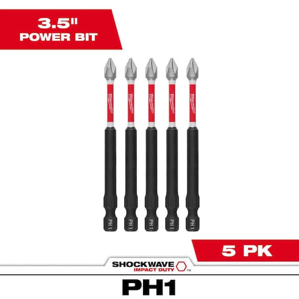 SHOCKWAVE Impact Duty 3-1/2 in. Phillips #1 Alloy Steel Screw Driver Bit (5-Pack)