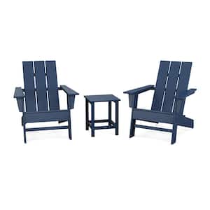 Grant Park Navy Plastic Outdoor Adirondack Chair 3-Piece Set
