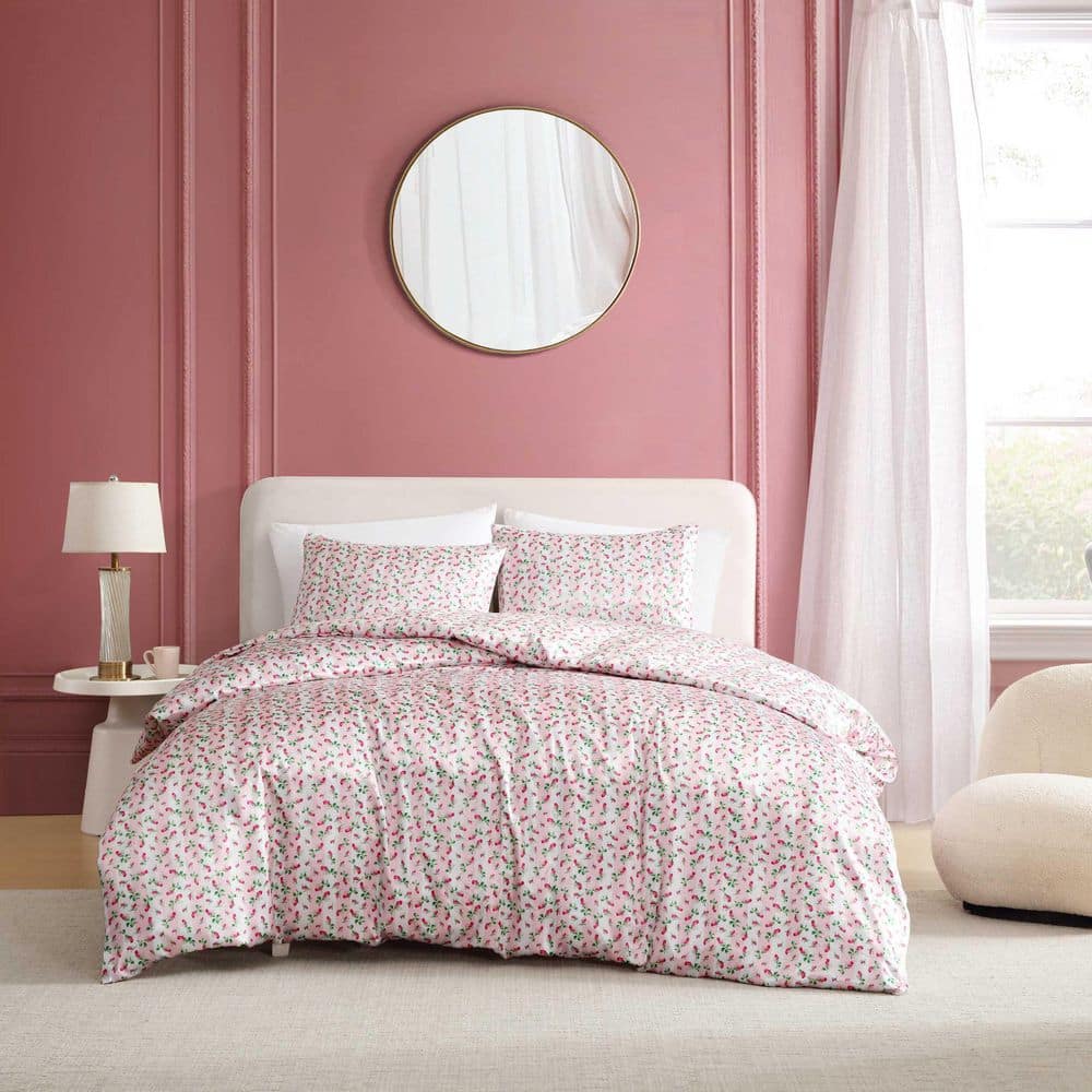 TenderSweet ダブルカバーセット ピンク フレンチスウィート BETSEY JOHNSON Rose Stripe 2-Piece White/Pink Satin Microfiber