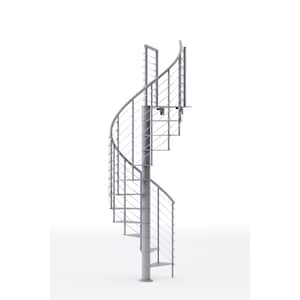 Hayden Gray Interior 42in Diameter, Fits Height 127.5in - 142.5in, 1 36in Tall Platform Rail Spiral Staircase Kit