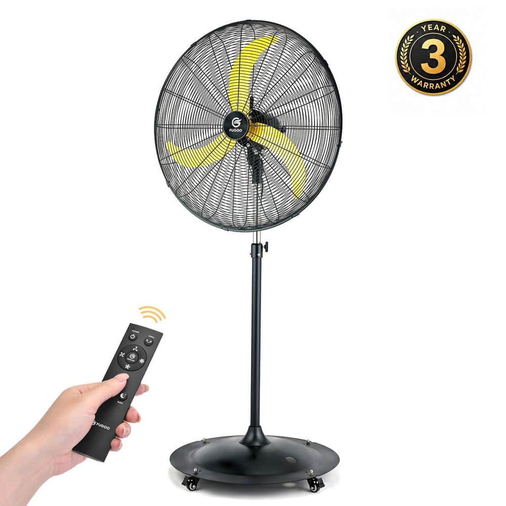20 in. 4-Speed 3200 CFM, Oscillating High Velocity Yellow Pedestal Fan with Remote, Adjustable High and Wheels, FCC & UL price history on PriceWatchPro