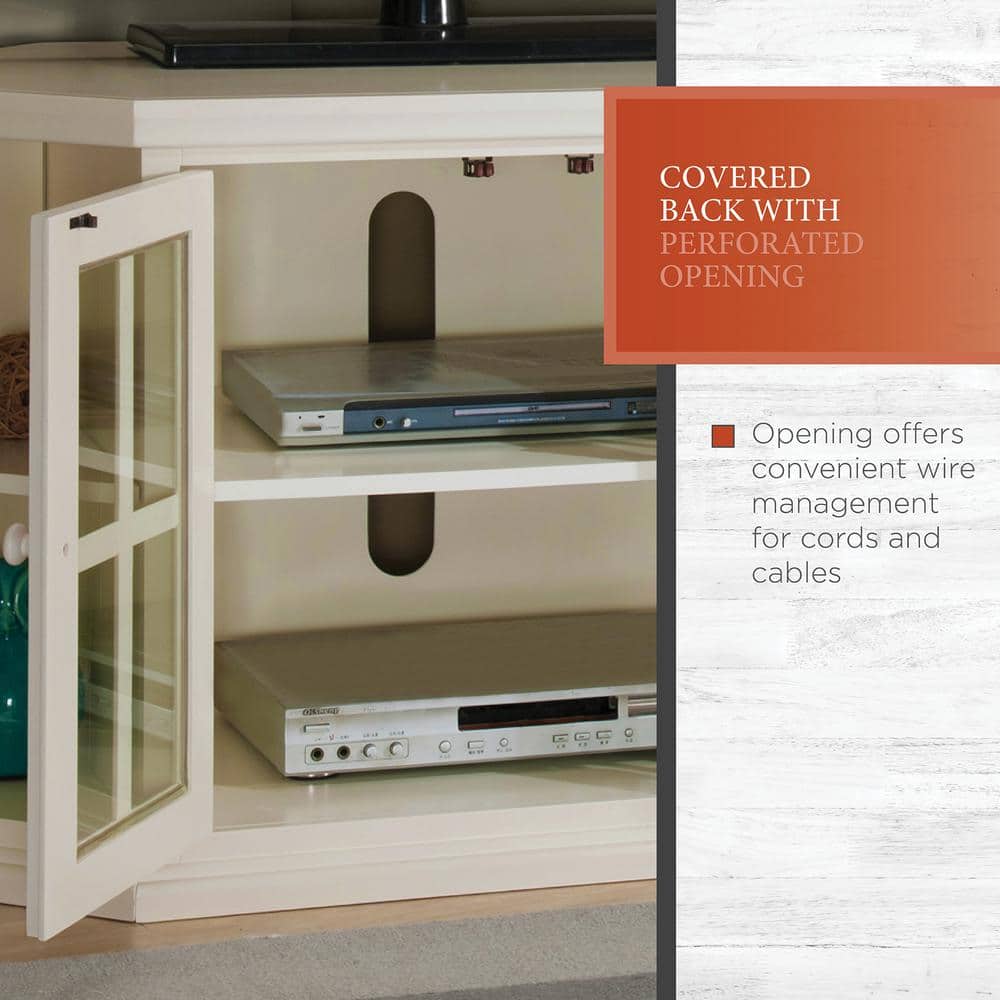 Riley Holliday 46" White Composite Wood Corner TV Stand with Cabinet