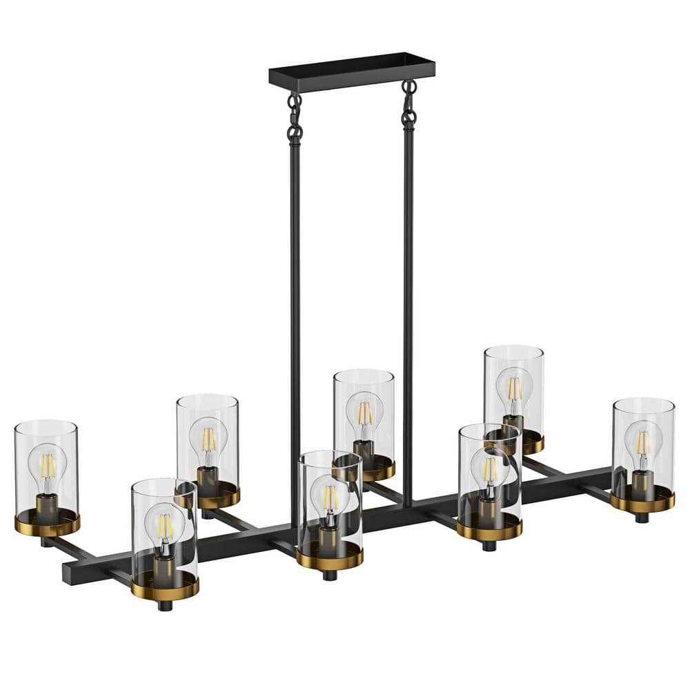 40 in. 8-Light Farmhouse Rustic Chandelier Kitchen Island Hanging Light wit