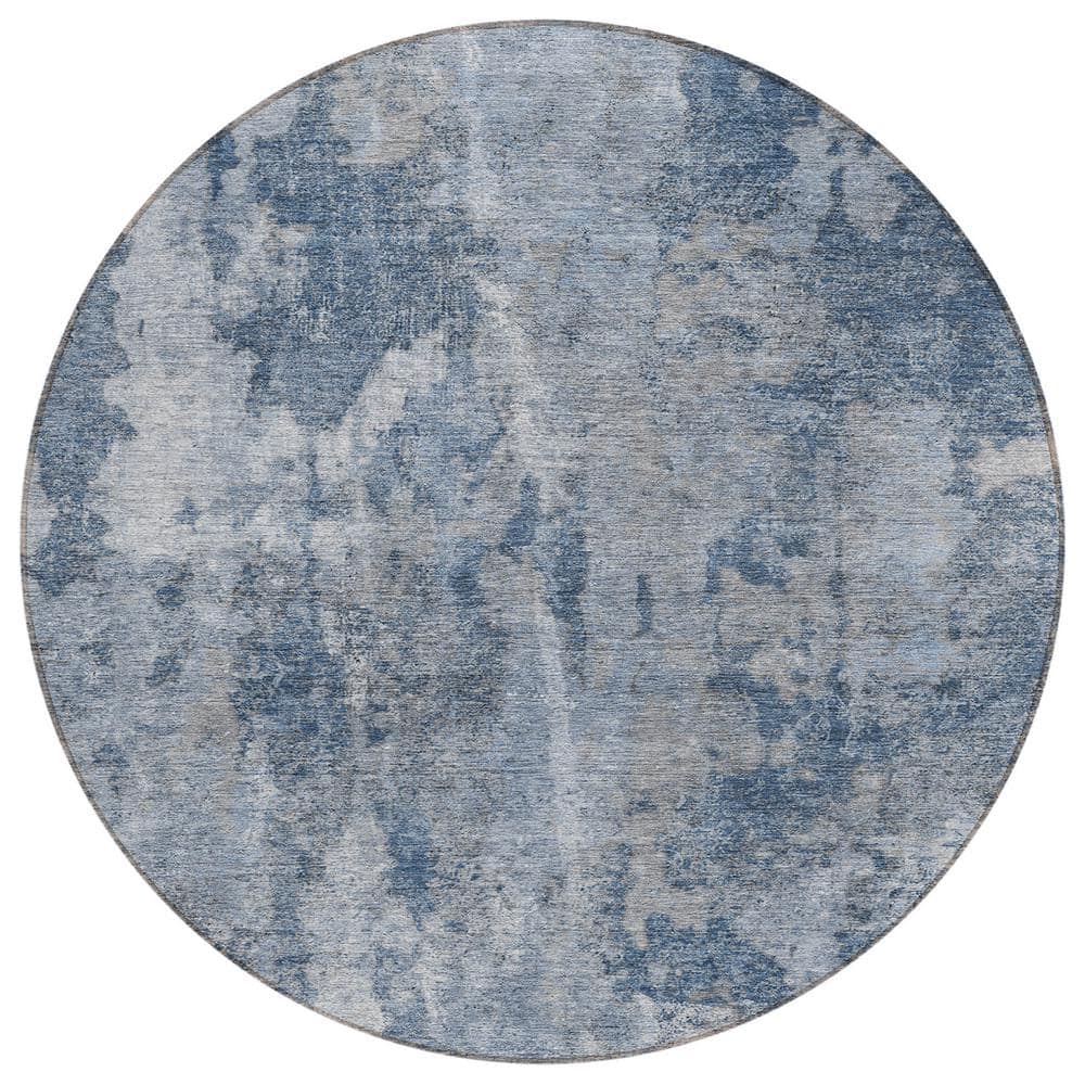 Addison Rugs Chantille ACN573 Blue 8 ft. x 8 ft. Round Machine Washable ...