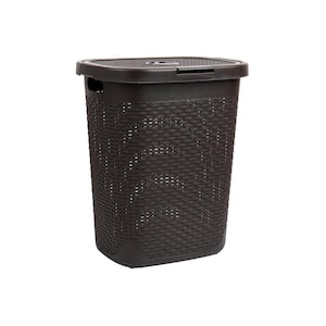 Brown 21 in. H x 13.75 in. W x 17.65 in. L Plastic 50L Slim Ventilated Rectangle Laundry Hamper with Lid