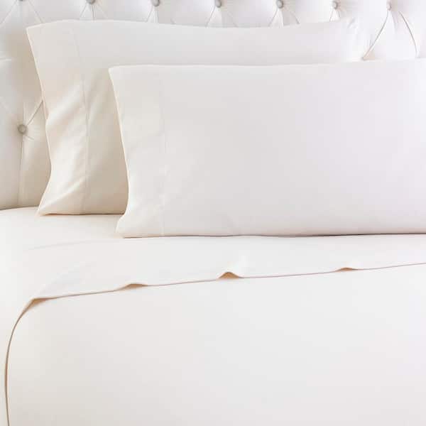 Micro Flannel 4-Piece Ivory Solid Flannel Queen Sheet Set