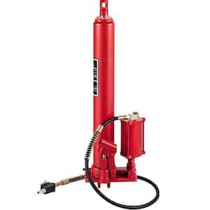 Hydraulic/Pneumatic Long Ram Jack, 8 Tons/17,363 lbs. Capacity, with Single Piston Pump and Clevis Base, Manual Cherry