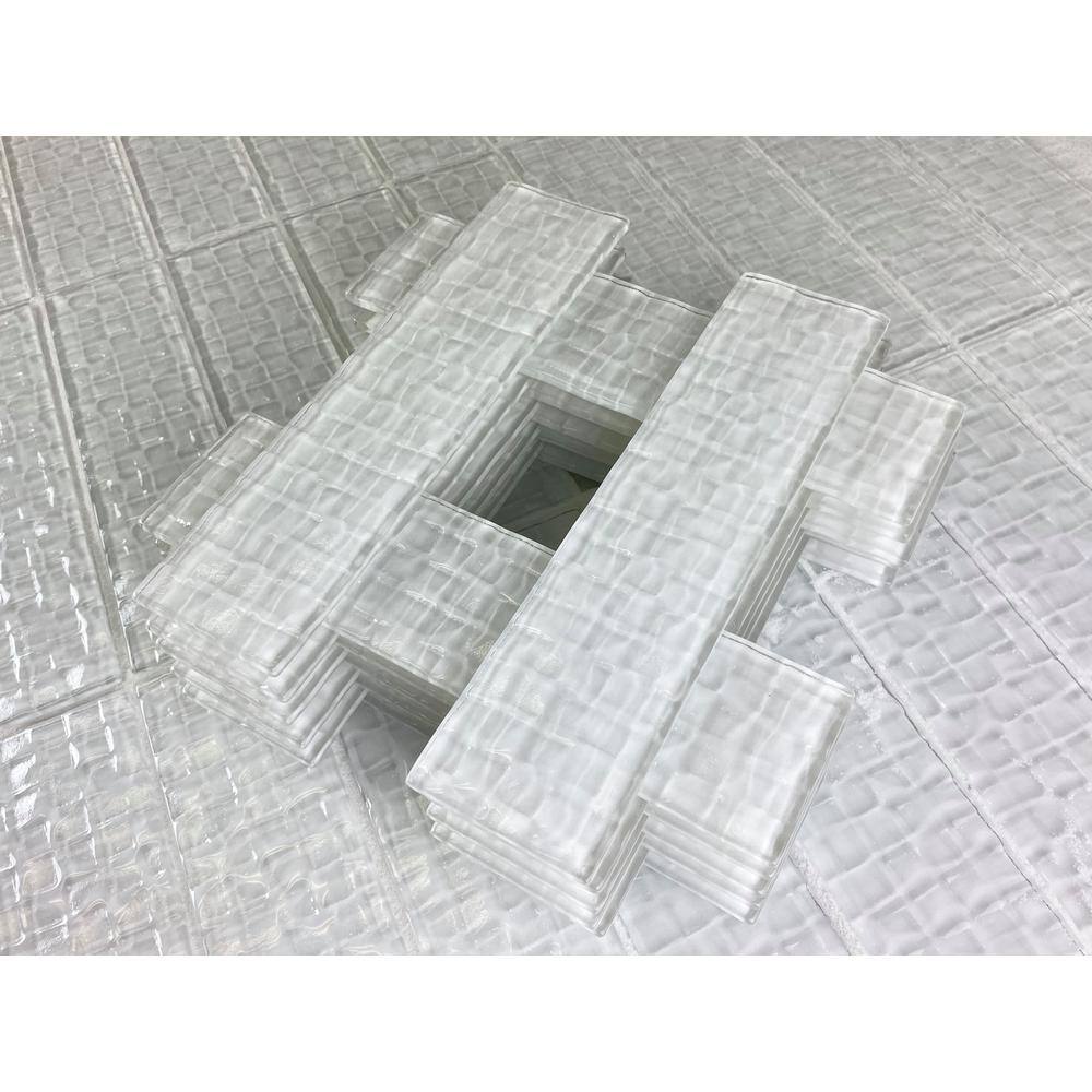 Coastal Style Glossy White 2 in. x 8 in. Textured Glass Tile Sample price history on PriceWatchPro
