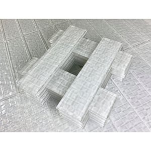 Coastal Style Glossy White 2 in. x 8 in. Textured Glass Tile Sample