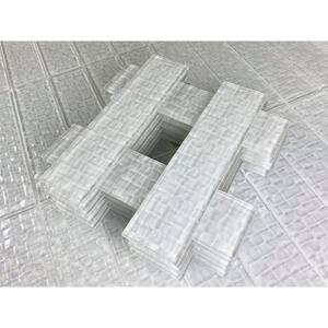 Coastal Style Glossy Snow White Subway 2 in. x 8 in. Textured Glass Wall Tile (10.67 sq. ft./case)
