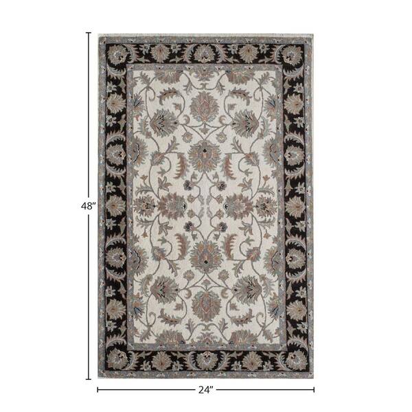 Rugs America New Dynasty Ivory Gray 2 ft. x 4 ft. Wool Area Rug