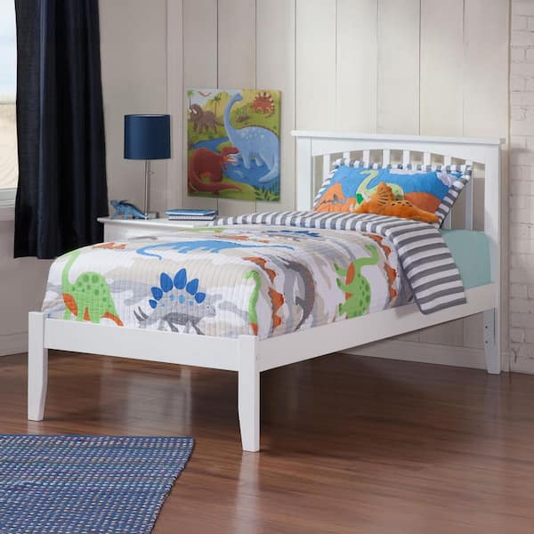 AFI Mission White Twin Platform Bed with Open Foot Board