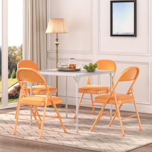 4-Pack Folding Chairs, Portable Metal with Padded Fabric Seat for Home, Office, Events, Wedding, Orange Kids Chair