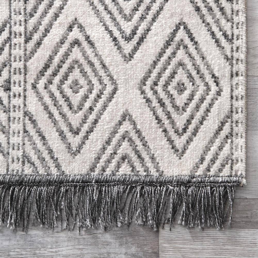 Gray and White Striped Synthetic 4' x 6' Reversible Area Rug
