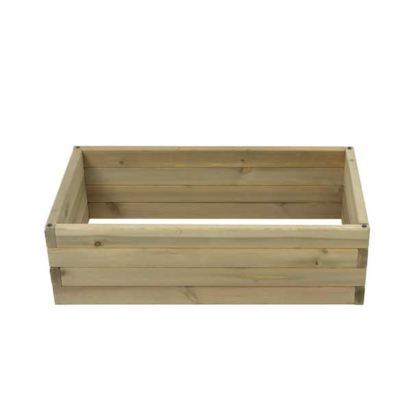 LuxenHome 2.6 ft. x 1.5 ft. Natural Wood Fir Raised Garden Bed WHPL1209 ...