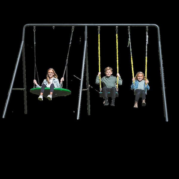 Unbranded Outdoor Frame Plus Playset Extension Plus Adjustable Rope Swing Set, Belt Swing Type