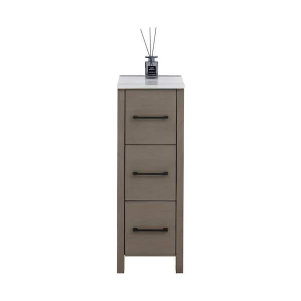 12 in. W x 18 in. D x 33.5 in. H Bath Vanity Cabinet without Top in Driftwood Gray Narrow Bathroom Storage Cabinet