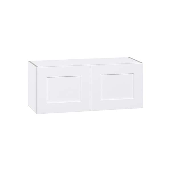 J COLLECTION Wallace Painted Warm White Shaker Assembled Wall Bridge Kitchen Cabinet (36 in. W x 15 in. H x 14 in. D)