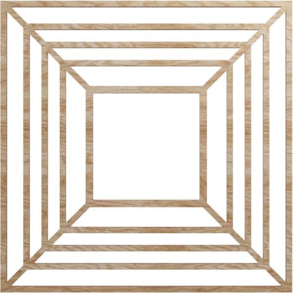 Ekena Millwork 20 in. x 20 in. x 1/4 in. Raven Wood Fretwork Pierced Ceiling Medallion, Red Oak