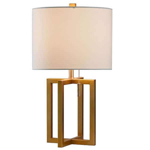 Stylecraft 22 In Solid Gold Table Lamp, White Solid Wood Table Lamp