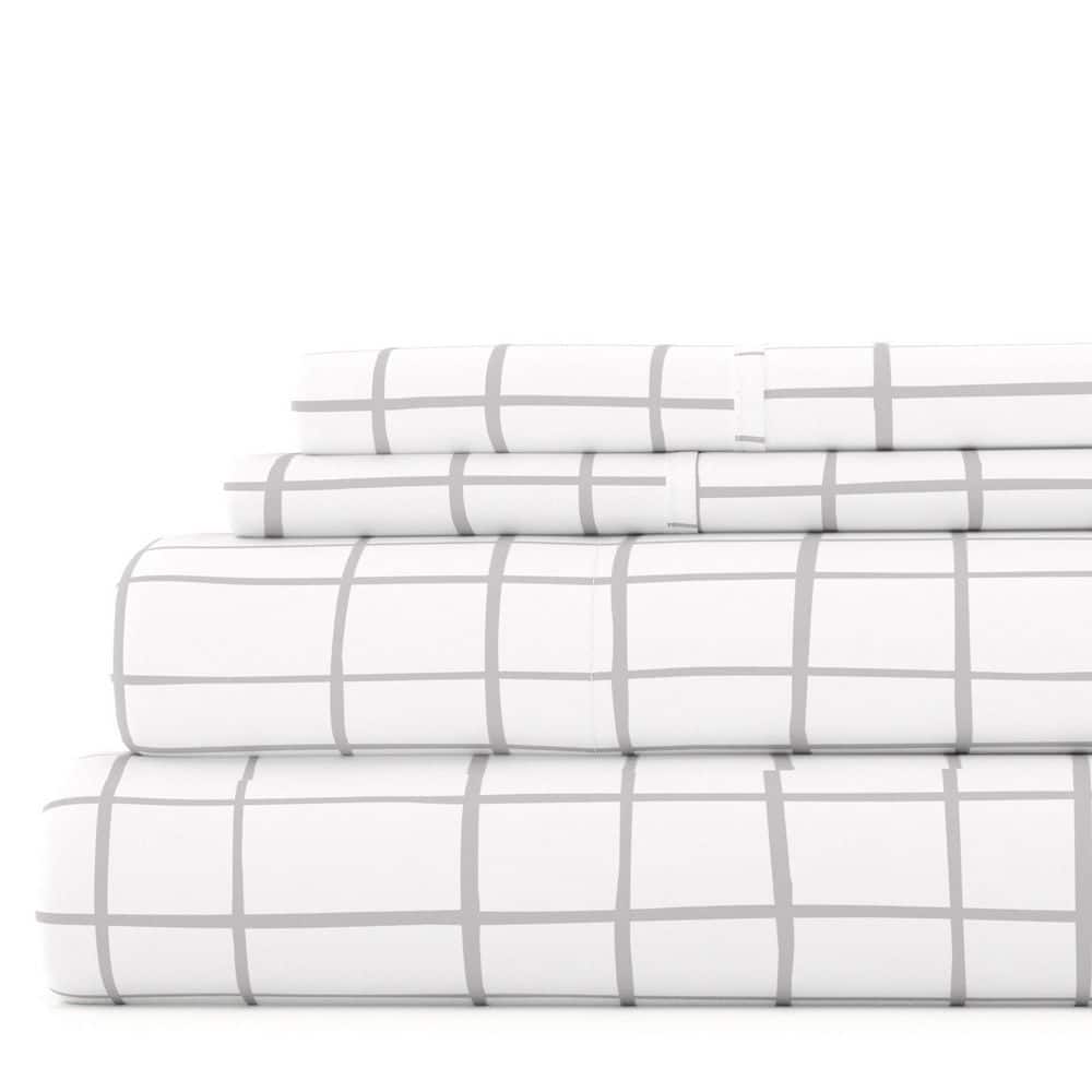 California King Light Gray Cotton Polyester Microfiber Sheet Set